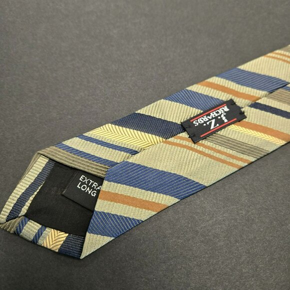 Nordstrom By JZ Richards Extra Long Silk Tie Striped Blue/Gold/Brown 64x3.75 USA - Picture 4 of 8